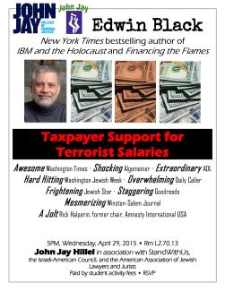 Taxpayer Support for Terrorist Salaries for John Jay Hillel