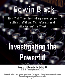 Investigative Journalism and Investigating the Powerful - A Conversation with Edwin Black