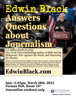 Edwin Black on Journalism for Furman University Journalism Students