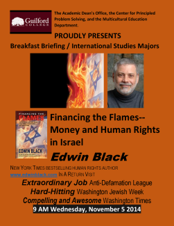 Breakfast Briefing for International Studies Majors with Author Edwin Black