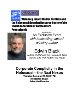 Lecture and Book Autographing "Corporate Complicity in the Holocaust—the Nazi Nexus"