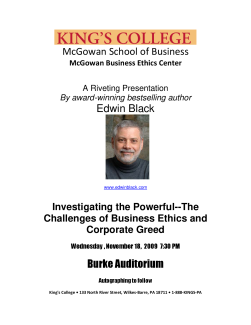Auditorium Presentation and Book Autographing "Investigating the Powerful—The Challenges of Business Ethics and Corporate Greed"