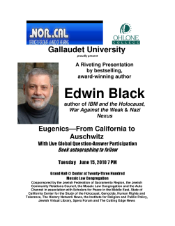 Speaking Event and Autographing for "War Against the Weak—From California to Auschwitz"