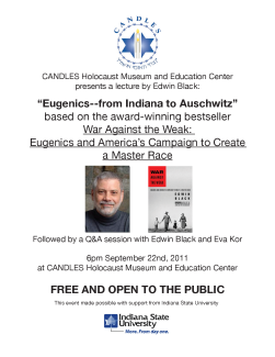 Eugenics Exhibit Premiere, Book Presentation, and Book Autographing for "Eugenics—from Indiana to Auschwitz"