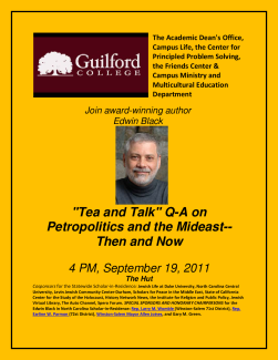 "Tea and Talk" Q-A on Petropolitics and the Mideast—Then and Now