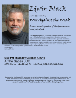 Speaking Event, Film Screening and Autographing of "War Against the Weak"
