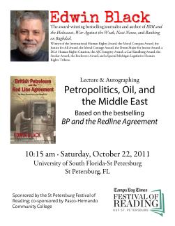Petropolitics, Oil, and the Middle East for the Festival of Reading