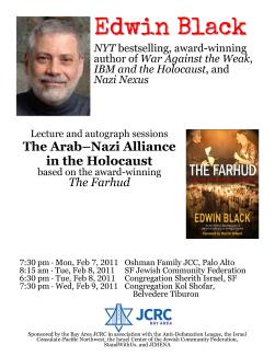 Lecture and Autographing: The Farhud for SF-area Jewish Organizations