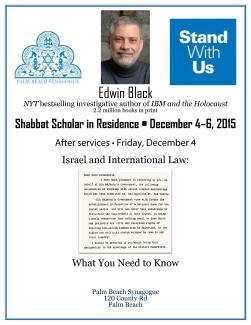 International Law and Israel for Palm Beach Synagogue