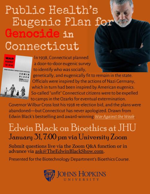 Edwin Black on Connecticut Eugenics for JHU Bioethics