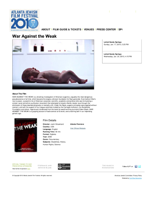 Film Showing for "War Against the Weak—The Movie"