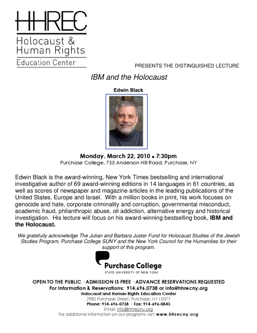 Speaking Event and Autographing for "IBM and the Holocaust"