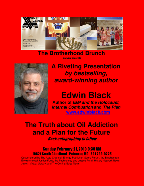 Lecture and Book Autographing: "The Truth about Oil Addiction and a Plan for the Future"