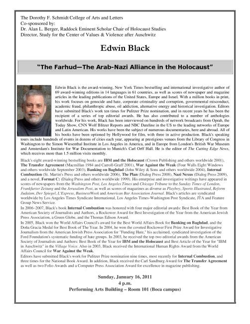 Speaking Event and Autographing for "The Farhud—The Arab-Nazi Alliance in the Holocaust"