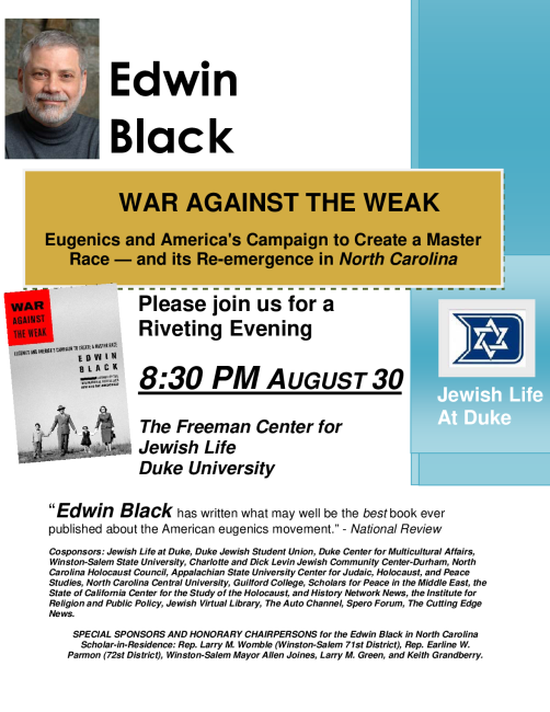 Book Presentation and Autographing for "The Rise and Fall of Eugenics and its Re-emergence in North Carolina"