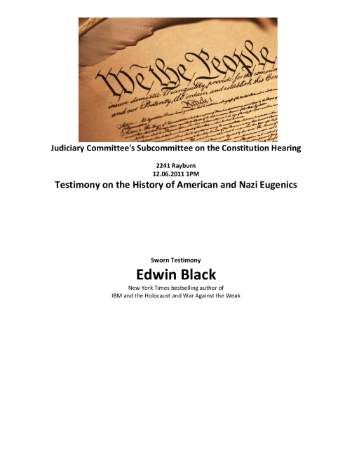 Testimony on the History of American and Nazi Eugenics