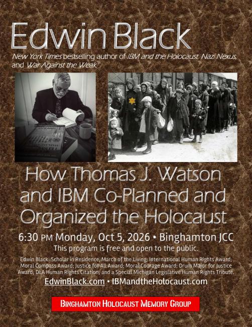 Edwin on IBM and the Holocaust, Binghamton, Oct 2026